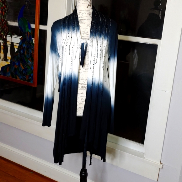 BKE Boutiques Ombre Beaded Silk Blend Open Front Cardigan SZ: Small - Picture 1 of 11